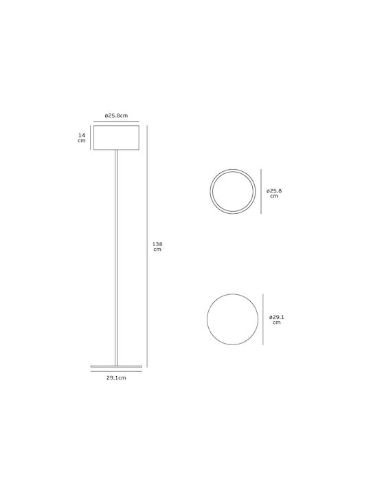 VK Lighting LED Floor Lamp H138cm. White VK Lighting LED Floor Lamp H138cm. White