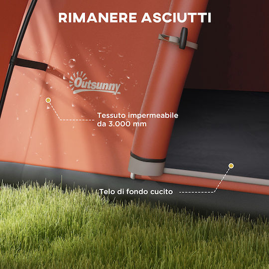 Outsunny Campingzelt Tunnel Orange 4 Jahreszeiten für 6 Personen 550x300x198cm