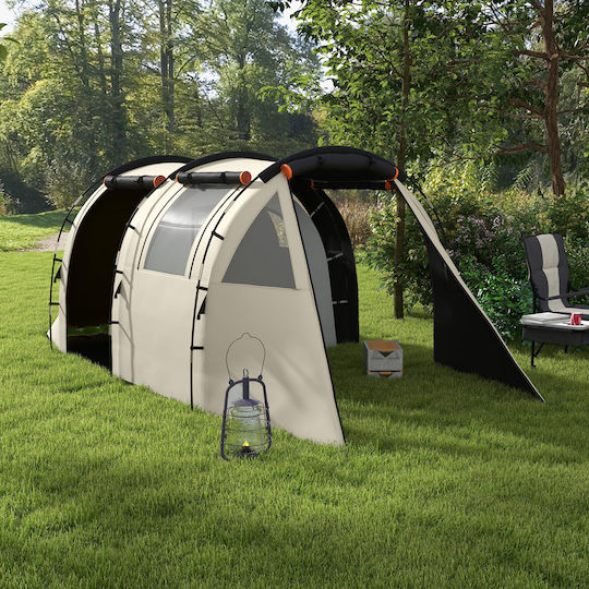 Outsunny Camping Tent Tunnel Beige for 5 People 460x230x180cm