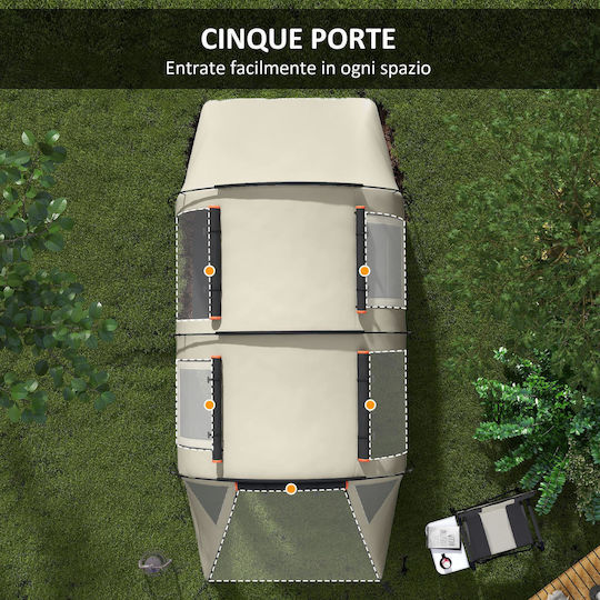 Outsunny Camping Tent Tunnel Beige for 5 People 460x230x180cm