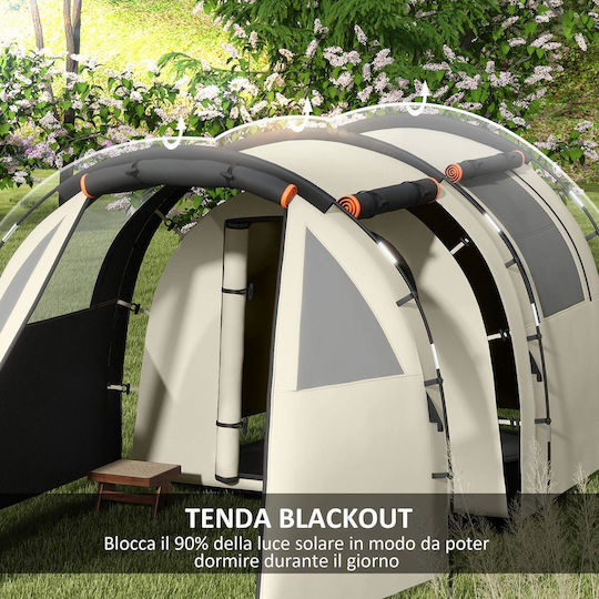 Outsunny Camping Tent Tunnel Beige for 5 People 460x230x180cm