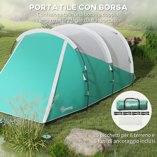 Outsunny Σκηνή Camping Τούνελ Πράσινη 4 Εποχών για 4 Άτομα 460x260x190εκ.