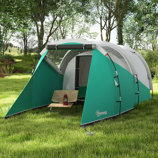 Outsunny Σκηνή Camping Τούνελ Πράσινη 4 Εποχών για 4 Άτομα 460x260x190εκ.