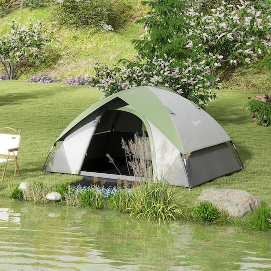 Outsunny Σκηνή Camping Igloo Γκρι με Διπλό Πανί 4 Εποχών για 3 Άτομα 270x210x150εκ.