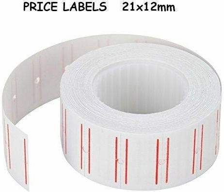 Printex 1000 Самозалепващи етикетни ролки за етикетен принтер с червена ивица 21x12мм 1бр