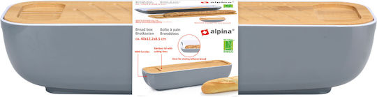 Alpina Appliances Plastic Bread Box with Lid Gray 40x12.2x8.5cm