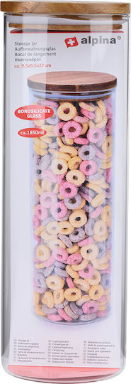 Alpina Appliances Cereal Jar with Lid Glass Transparent 1650ml 1 Piece