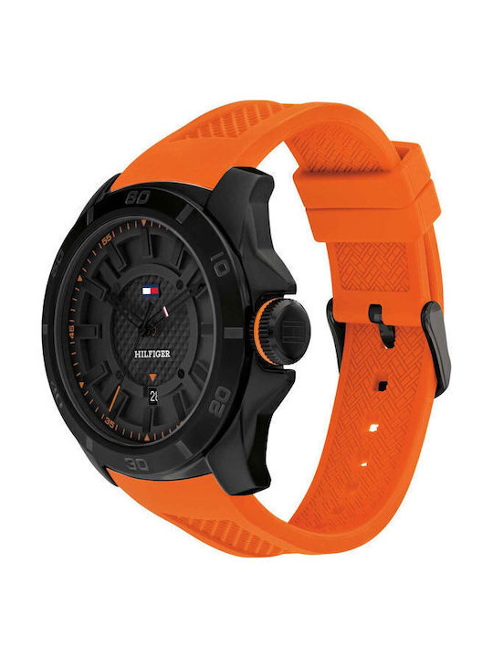 Tommy Hilfiger Sport Men's Watch 46mm Battery with Orange Rubber Strap