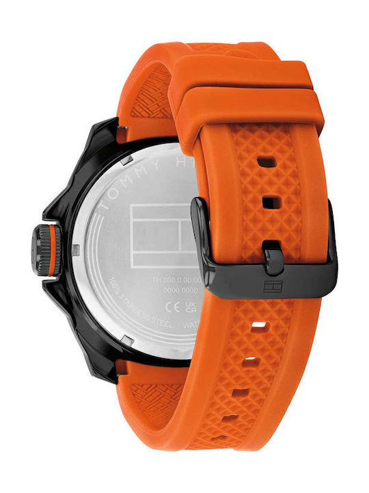 Tommy Hilfiger Sport Men's Watch 46mm Battery with Orange Rubber Strap