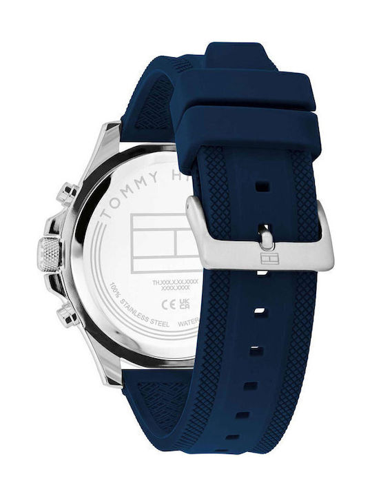 Tommy Hilfiger Sport Men's Watch 46mm Chronograph Battery with Blue Rubber Strap
