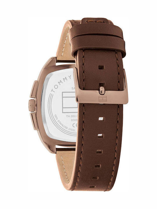 Tommy Hilfiger Apollo Men's Watch 41mm Chronograph Battery with Brown Leather Strap