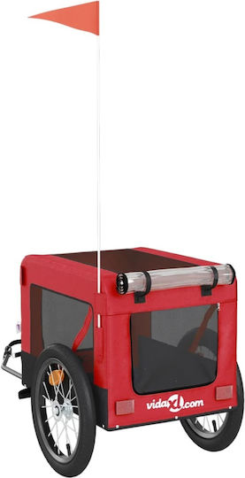 vidaXL Fahrradanhänger für Hunde bis 45kg Rot L123xB66xH63cm.