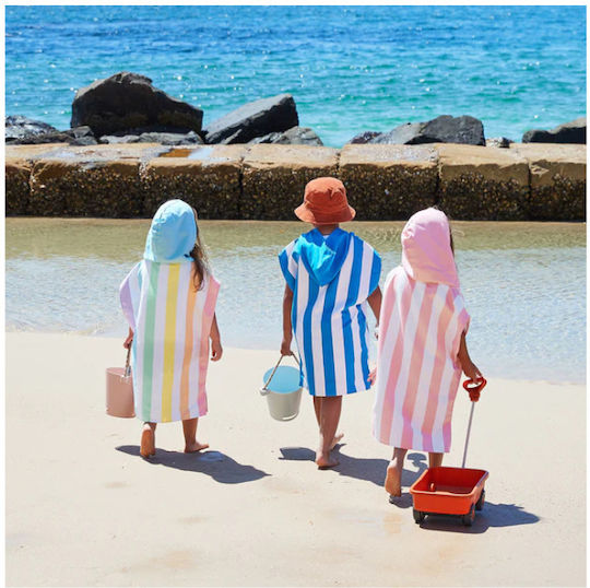 Dock & Bay Quickdry Bondi Kid's Beach Poncho Blue 66 x 49cm with Carrying Bag