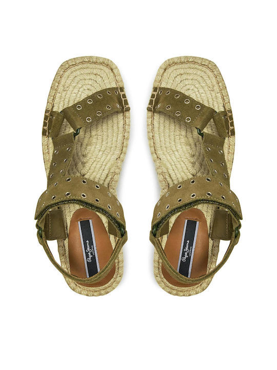 Flache Sandalen für Damen in Khaki Farbe