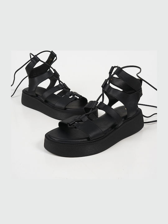 Sandale Casual Damă Flatforme Negre