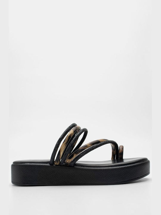 Siamoshoes Women's Flat Sandals Flatforms in Black Color