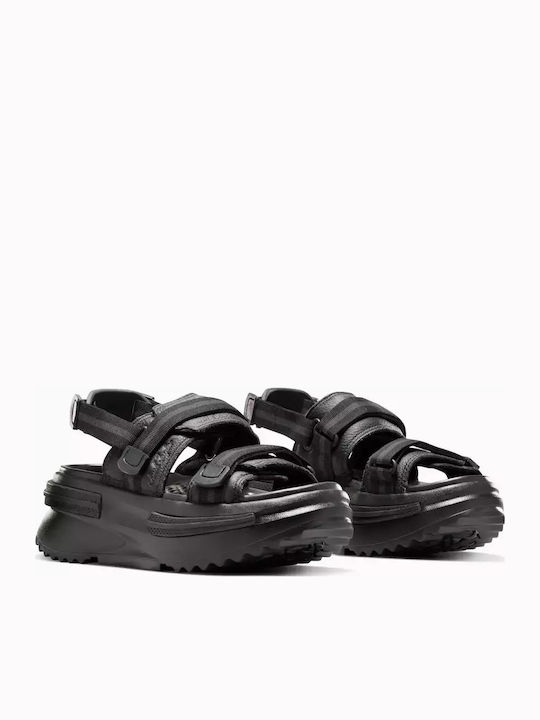 Leder Flache Sandalen für Damen in Schwarz Farbe