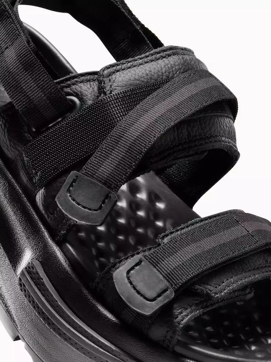 Leder Flache Sandalen für Damen in Schwarz Farbe