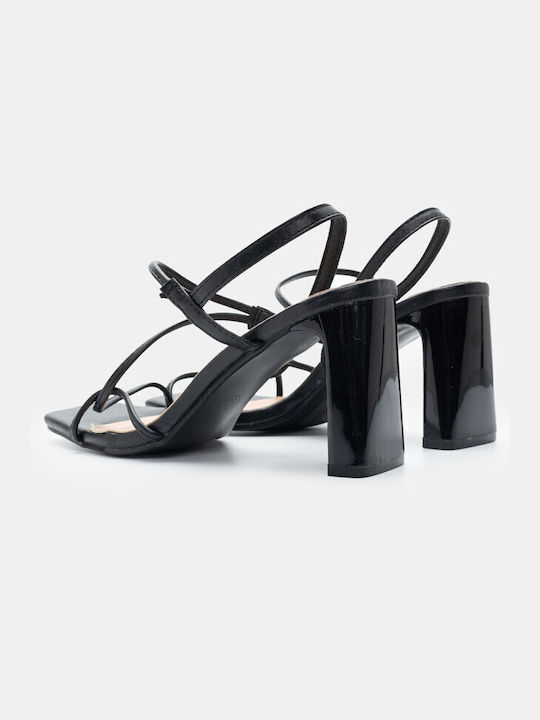 Luigi Synthetic Leather Women's Sandals Black with High Heel