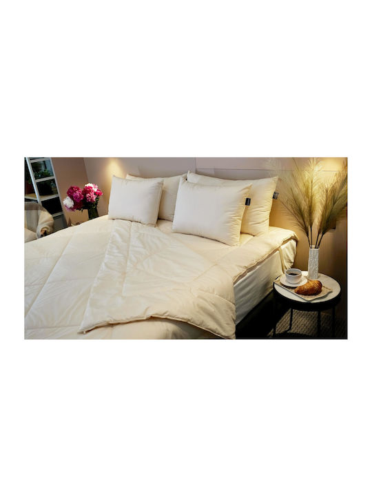 Valeria Home Pătură Simplă cu Umplere din Amestec de In și Mătase 160x200 cm Bej 200 GSM