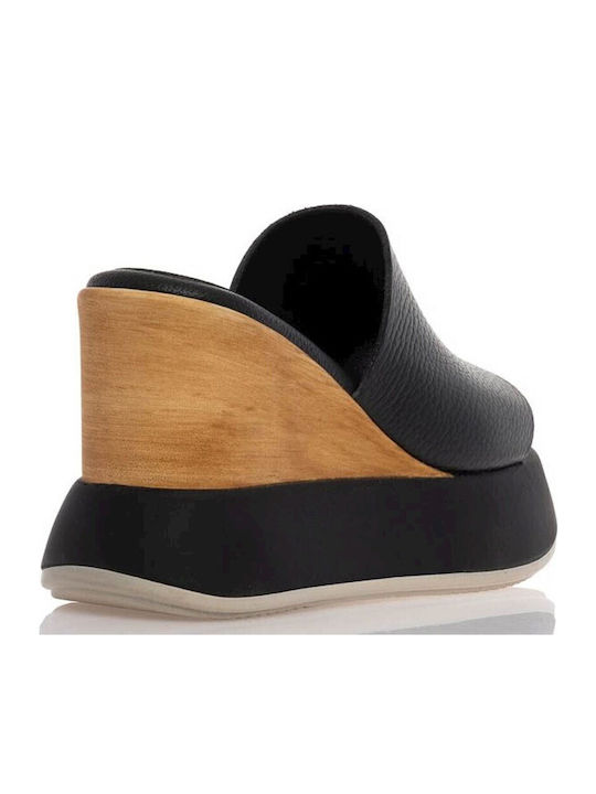 Women's Leather Platform Shoes Black