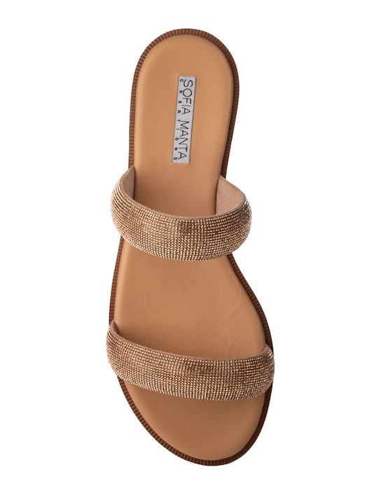 Leather Women's Flat Sandals Rose Gold