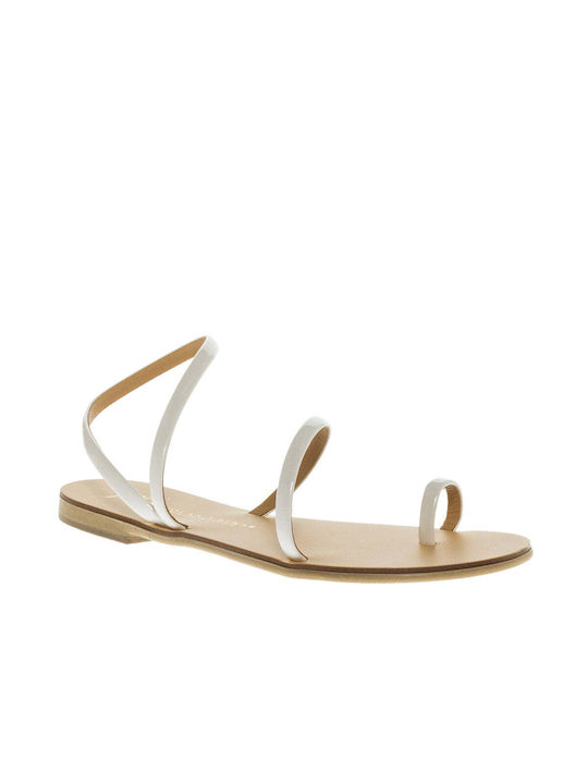 Nicolas Lainas Leather Women's Flat Sandals in White Color