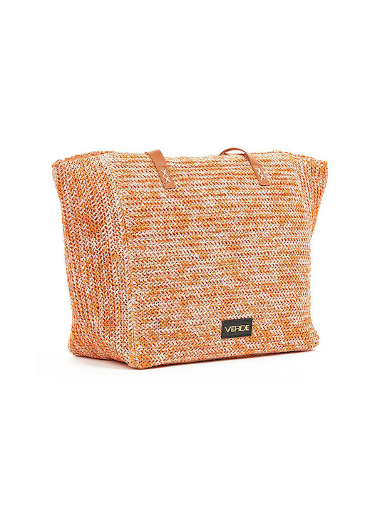 Verde Stroh Strandtasche Orange