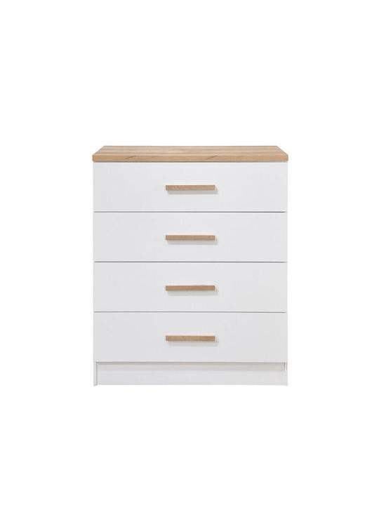 Practico Wooden Chest of Drawers Natural White 80x40x99cm