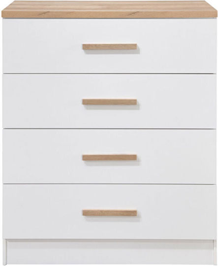 Συρταριέρα Κρεβατοκάμαρας Practico mit 4 Schubladen Natural White 80x40x99cm