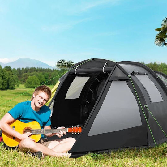 Campingzelt Tunnel Schwarz für 4 Personen 475x264x172cm