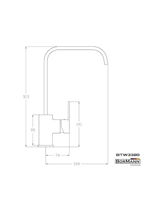 Bormann Amelia BTW3320 Tall Kitchen Faucet Counter Silver