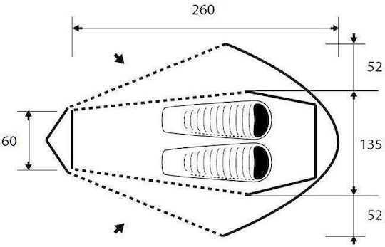 Trimm Mountaineering Camping Tent Beige with Double Cloth 4 Seasons for 2 People Waterproof 4000mm 260x235x100cm
