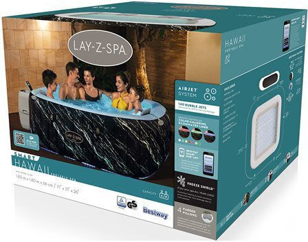 Bestway Quadratisches Aufblasbares Schwimmbecken mit Hydromassage 66x66x180cm Schwarze