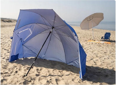 Strandsonnenschirm Strandzelt UV-Schutz Blau 210x65x210 cm Aria Trade