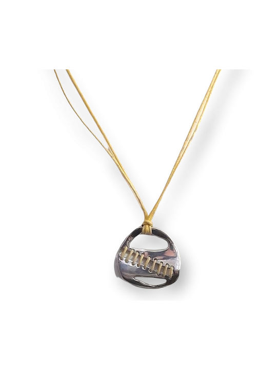 Women's necklace silver 925 ONE with yellow cord with clasp made of silver 925 and 925 silver motif NK-03135