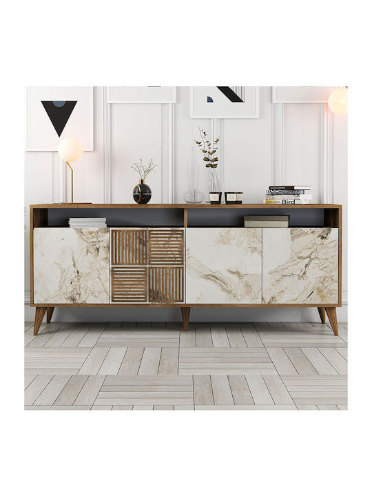 Μπουφές Milan Walnut - White 180x35x78.6cm