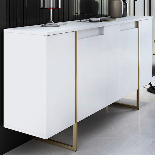 Μπουφές Luxe Ξύλινος Λευκό - Χρυσό 160x35x80cm