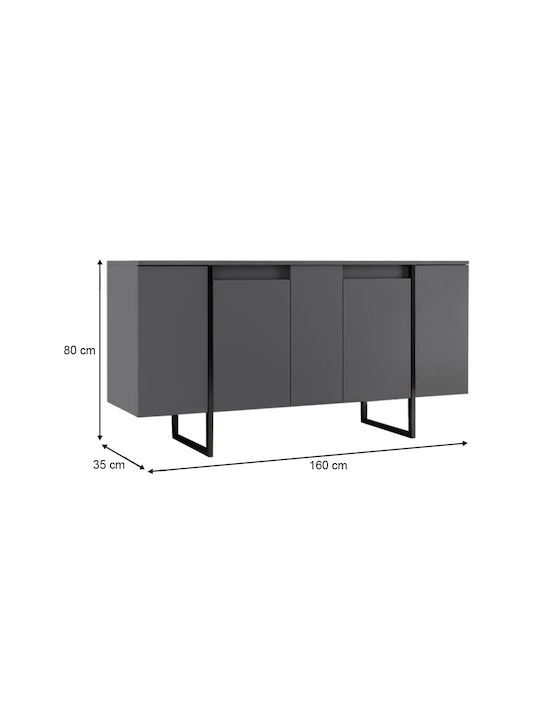 Μπουφές Luxe Ξύλινος Ανθρακί 160x35x80cm