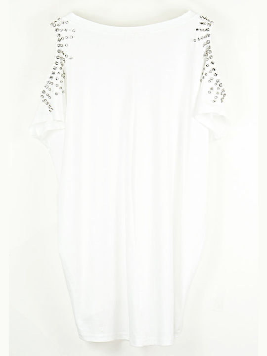Cuca Γυναικείο Oversized T-shirt Άσπρο