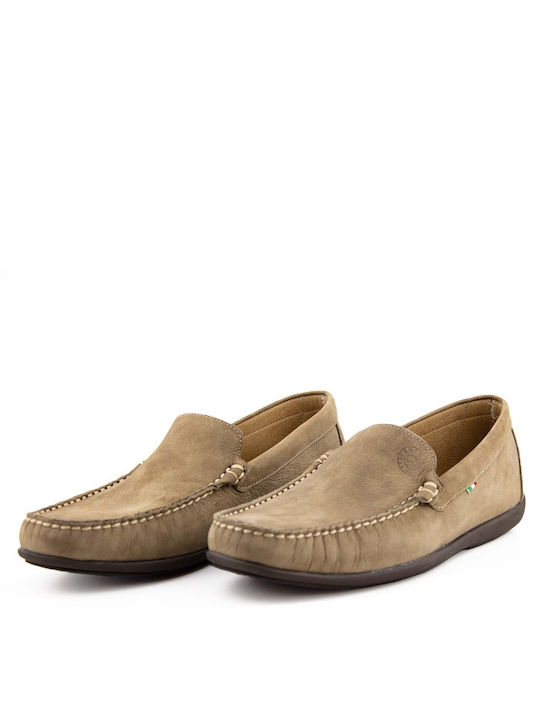 America Men's Leather Moccasins Beige