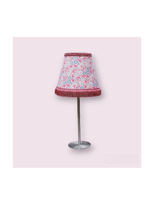Oxygen Japanese Carnation Table Lamp for Socket E27 with Pink Shade and Silver Base