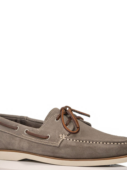 Ace Δερμάτινα Ανδρικά Boat Shoes σε Γκρι Χρώμα