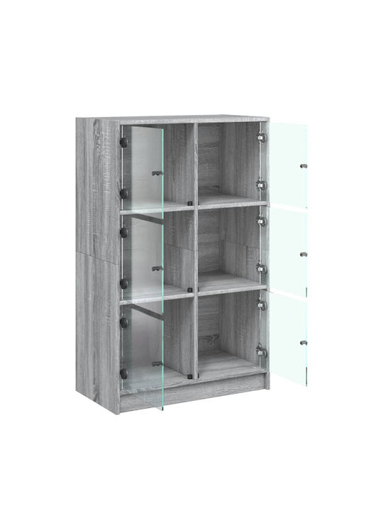 Wohnzimmer Vitrine aus Spanplatte mit Verglasung in Grau 68x37x109cm