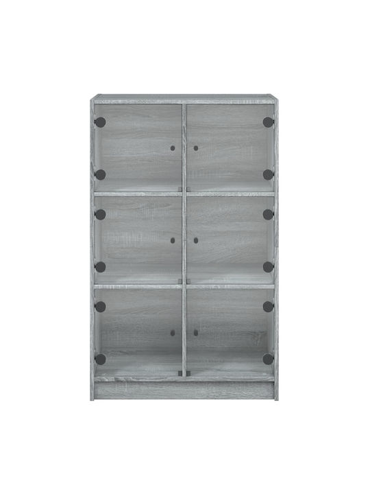 Wohnzimmer Vitrine aus Spanplatte mit Verglasung in Grau 68x37x109cm