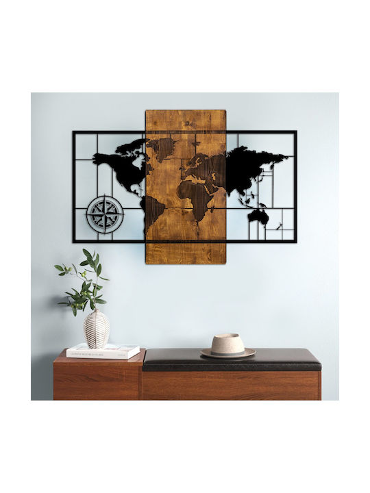 Megapap Decorative Wall Decor made of Wooden World Map 85x3x58cm 1pcs