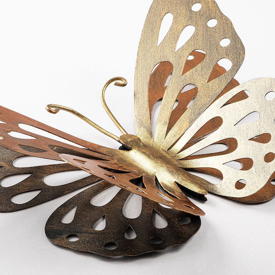 Megapap Decorațiune Pentru Perete Butterfly Aurie Din Metal 32x29cm
