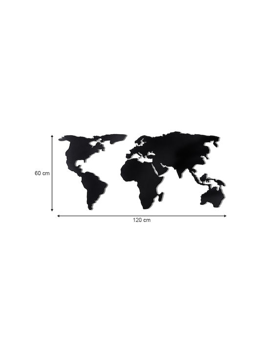 Megapap Κρεμαστό Διακοσμητικό World Map Μαύρο από Μέταλλο 120x2x60cm