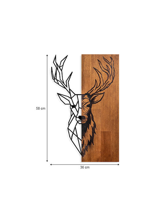 Megapap 3D Mixed Art Deer Μαύρο από Ξύλο 58x3x36cm