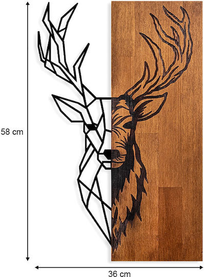 Megapap 3D Gemischte Kunst Hirsch Schwarz aus Hölzern 58x3x36cm
